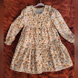 Max Studio Kids Floral Button-Up Dress with Lace Trim